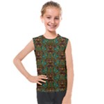 Artworks Pattern Leather Lady In Gold And Flowers Kids  Mesh Tank Top