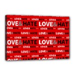 Love And Hate Typographic Design Pattern Canvas 18  x 12  (Stretched)