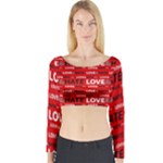 Love And Hate Typographic Design Pattern Long Sleeve Crop Top