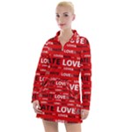 Love And Hate Typographic Design Pattern Women s Long Sleeve Casual Dress