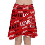 Love And Hate Typographic Design Pattern Chiffon Wrap Front Skirt