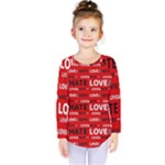 Love And Hate Typographic Design Pattern Kids  Long Sleeve Tee