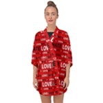 Love And Hate Typographic Design Pattern Half Sleeve Chiffon Kimono