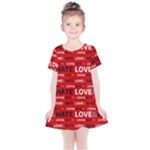 Love And Hate Typographic Design Pattern Kids  Simple Cotton Dress