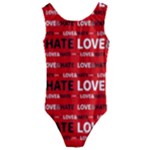 Love And Hate Typographic Design Pattern Kids  Cut-Out Back One Piece Swimsuit