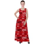 Love And Hate Typographic Design Pattern Empire Waist Velour Maxi Dress