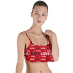 Love And Hate Typographic Design Pattern Layered Top Bikini Top 