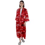 Love And Hate Typographic Design Pattern Maxi Satin Kimono