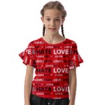 Love And Hate Typographic Design Pattern Kids  Cut Out Flutter Sleeves
