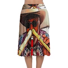 Velvet Flared Midi Skirt 