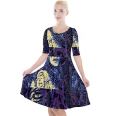 Quarter Sleeve A-Line Dress 