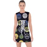 Beer Brands Logo Pattern Lace Up Front Bodycon Dress