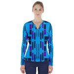 Abstract pattern geometric backgrounds V-Neck Long Sleeve Top