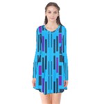 Abstract pattern geometric backgrounds Long Sleeve V-neck Flare Dress