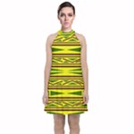 Abstract pattern geometric backgrounds Velvet Halter Neckline Dress 