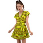 Abstract pattern geometric backgrounds Flutter Sleeve Wrap Dress