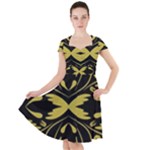 Folk flowers print Floral pattern Ethnic art Cap Sleeve Midi Dress