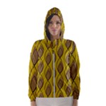 Yellow Brown Minimalist Leaves Women s Hooded Windbreaker