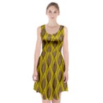 Yellow Brown Minimalist Leaves Racerback Midi Dress
