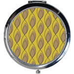 Yellow Brown Minimalist Leaves Mini Round Mirror