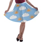 Sun And Clouds  A-line Skater Skirt