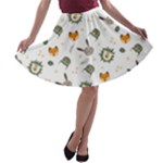 Rabbit, Lions And Nuts   A-line Skater Skirt