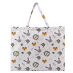 Rabbit, Lions And Nuts   Zipper Large Tote Bag