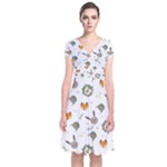 Rabbit, Lions And Nuts   Short Sleeve Front Wrap Dress