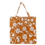 Orange Floral Walls  Grocery Tote Bag