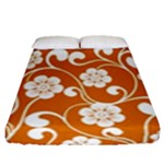 Orange Floral Walls  Fitted Sheet (Queen Size)