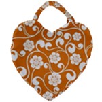 Orange Floral Walls  Giant Heart Shaped Tote