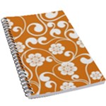 Orange Floral Walls  5.5  x 8.5  Notebook