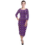 Penny Plaid (2) Quarter Sleeve Midi Velour Bodycon Dress