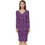 Penny Plaid (2) Long Sleeve V-Neck Bodycon Dress 