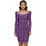 Penny Plaid (2) Women Long Sleeve Ruched Stretch Jersey Dress