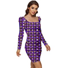 Women Long Sleeve Ruched Stretch Jersey Dress 