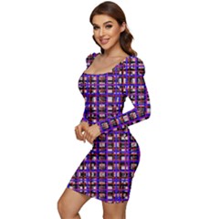 Women Long Sleeve Ruched Stretch Jersey Dress 
