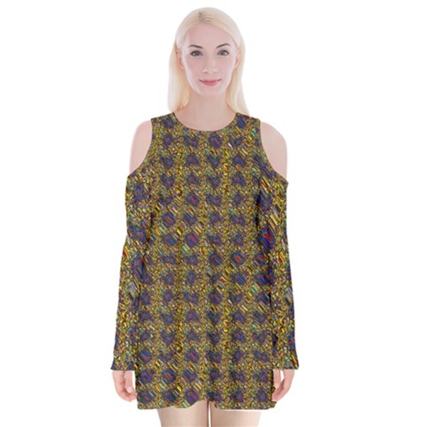 3021 Velvet Long Sleeve Shoulder Cutout Dress from ArtsNow.com