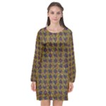 3021 Long Sleeve Chiffon Shift Dress 