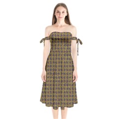 Shoulder Tie Bardot Midi Dress 