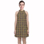3021 Velvet Halter Neckline Dress 