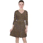 3021 Quarter Sleeve Ruffle Waist Dress