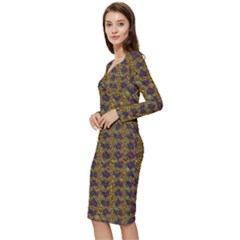 Long Sleeve V-Neck Bodycon Dress  