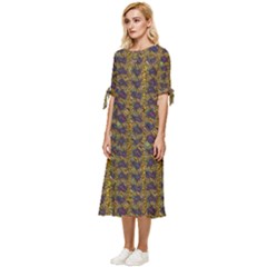 Bow Sleeve Chiffon Midi Dress 