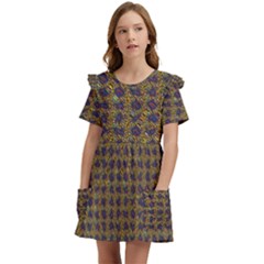 Kids  Frilly Sleeves Pocket Dress 