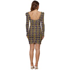 Women Long Sleeve Ruched Stretch Jersey Dress 