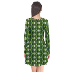 Long Sleeve V-neck Flare Dress 