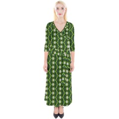 Quarter Sleeve Wrap Maxi Dress 