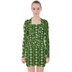 Wowpatterns-export-pattern V-neck Bodycon Long Sleeve Dress