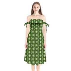Shoulder Tie Bardot Midi Dress 